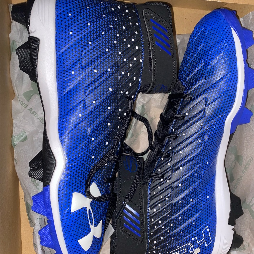 Brand new blue Under Armor Authentic Collection mens baseball cleats size nine